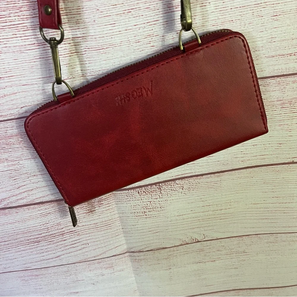 Megshi Burnt‎ Red Crossbody Wallet
